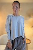 Made in Italy Fifi Lace Shoulder Fine Knit Top Oatmeal /8 =