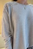 Made in Italy Fifi Lace Shoulder Fine Knit Top Oatmeal /8 =