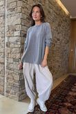 Made in Italy Fifi Lace Shoulder Fine Knit Top Slate - * 