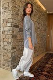 Made in Italy Fifi Lace Shoulder Fine Knit Top Slate - * 