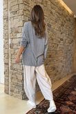 Made in Italy Fifi Lace Shoulder Fine Knit Top Slate - * 