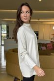 Made in Italy Fine Jersey Polo Neck Top Stone