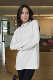 Made in Italy Fine Jersey Polo Neck Top Stone