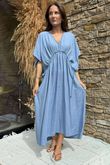 Made in Italy Hera Linen Blend Dress Denim