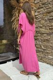 Made in Italy Hera Linen Blend Dress Flamingo