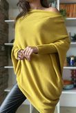 Huggle Asymmetric Draped Knit Jumper Bamboo