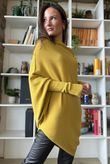 Huggle Asymmetric Draped Knit Jumper Bamboo