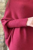Huggle Asymmetric Draped Knit Jumper Burgundy 