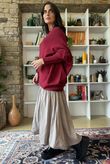 Huggle Asymmetric Draped Knit Jumper Burgundy 