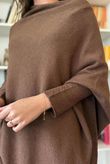 Huggle Asymmetric Draped Knit Jumper Chocolate 