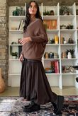 Huggle Asymmetric Draped Knit Jumper Chocolate 