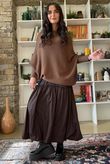 Huggle Asymmetric Draped Knit Jumper Chocolate 