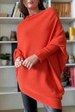 Huggle Asymmetric Draped Knit Jumper Fire