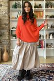 Huggle Asymmetric Draped Knit Jumper Fire