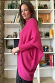 Huggle Asymmetric Draped Knit Jumper Geranium