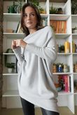 Huggle Asymmetric Draped Knit Jumper Grey Marl