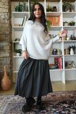 Huggle Asymmetric Draped Knit Jumper Grey Marl