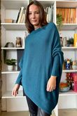 Huggle Asymmetric Draped Knit Jumper Lagoon