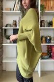 Huggle Asymmetric Draped Knit Jumper Moss