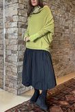 Huggle Asymmetric Draped Knit Jumper Moss