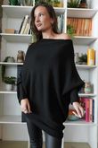 Huggle Asymmetric Draped Knit Jumper Black /