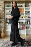 Huggle Asymmetric Draped Knit Jumper Black /
