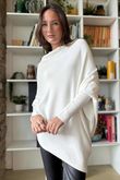 Huggle Asymmetric Draped Knit Jumper Ecru 