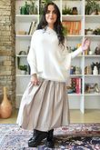 Huggle Asymmetric Draped Knit Jumper Ecru 