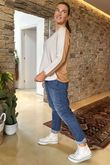 Made in Italy Juno Two Tone Knit Stone & Camel