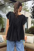 Made in Italy Lana Peasant Blouse Black