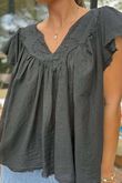 Made in Italy Lana Peasant Blouse Black