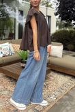 Made in Italy Lana Peasant Blouse Chocolate
