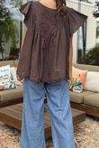Made in Italy Lana Peasant Blouse Chocolate
