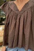 Made in Italy Lana Peasant Blouse Chocolate