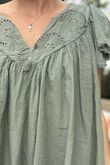 Made in Italy Lana Peasant Blouse Khaki