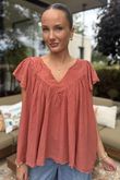 Made in Italy Lana Peasant Blouse Tuscan Terracotta 