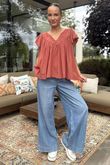 Made in Italy Lana Peasant Blouse Tuscan Terracotta 