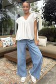 Made in Italy Lana Peasant Blouse Vintage Cream