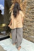 Made in Italy Noa Linen Blend Pop Over Smock Caramel /9 =