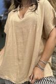 Made in Italy Noa Linen Blend Pop Over Smock Caramel /9 =