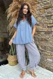 Made in Italy Noa Linen Blend Pop Over Smock Denim /19 =