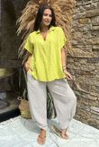 Made in Italy Noa Linen Blend Pop Over Smock Lime /14 =