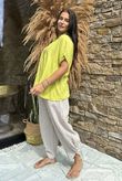 Made in Italy Noa Linen Blend Pop Over Smock Lime /14 =