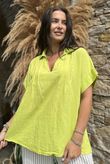 Made in Italy Noa Linen Blend Pop Over Smock Lime /14 =