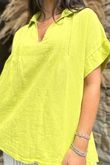 Made in Italy Noa Linen Blend Pop Over Smock Lime /14 =
