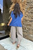Made in Italy Noa Linen Blend Pop Over Smock Mediterranean Blue /18 =