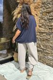 Made in Italy Noa Linen Blend Pop Over Smock Navy /10 =