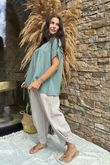 Made in Italy Noa Linen Blend Pop Over Smock Sage /19 =