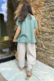 Made in Italy Noa Linen Blend Pop Over Smock Sage /19 =