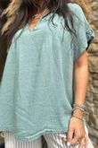 Made in Italy Noa Linen Blend Pop Over Smock Sage /19 =